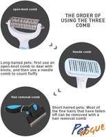 PetVogue Pet Grooming Tool - Dematting Comb with 2 Sided for Cats & Dogs Professional Undercoat Grooming Rake Brush Double Sided