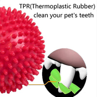 PetVogue 3.5‰۝ Spiky Squeaker Ball Dog Toy, Cleans Teeth and Promotes Good Dental and Gum Health for Your Pet - Red