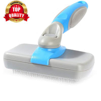 PetVogue - Self Cleaning Slicker Brush with Ergonomic Non-Slip Handle for Pet Grooming Gently Removes Tangled Matted Fur from Cats and Dogs