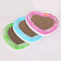 PetVogue Cat Stratcher with Free Catnip Heart Shape Cat Scratcher Pad Recyclable Corrugated Cardboard with Bell Ball Tunnel Toy (Color May Vary)