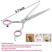 PetVogue Stainless Steel Pet Grooming Scissor Kit with 1 Straight Edge Hair, 1 Texturizing Thinning Shears and 1 Comb