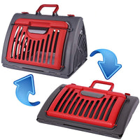 PetVogue Foldable Travel Collapsible Plastic Pet Carrier Package Kennel for Hiking Walking Outdoor (Red)